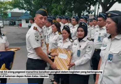 Rutan Kelas 1Medan Laksanakan Apel Pagi Dirangkai Kenaikan Pangkat 64 Pegawai