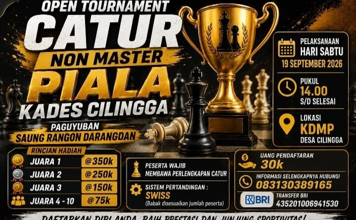 Open Turnamen Catur Nom Master Piala Kades Cilingga Siap Digelar, 41 Peserta Sudah Terdaftar